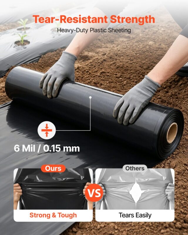 0,15 mm plastkile 6,1 x 30,48 m must vastupidav polüetüleen