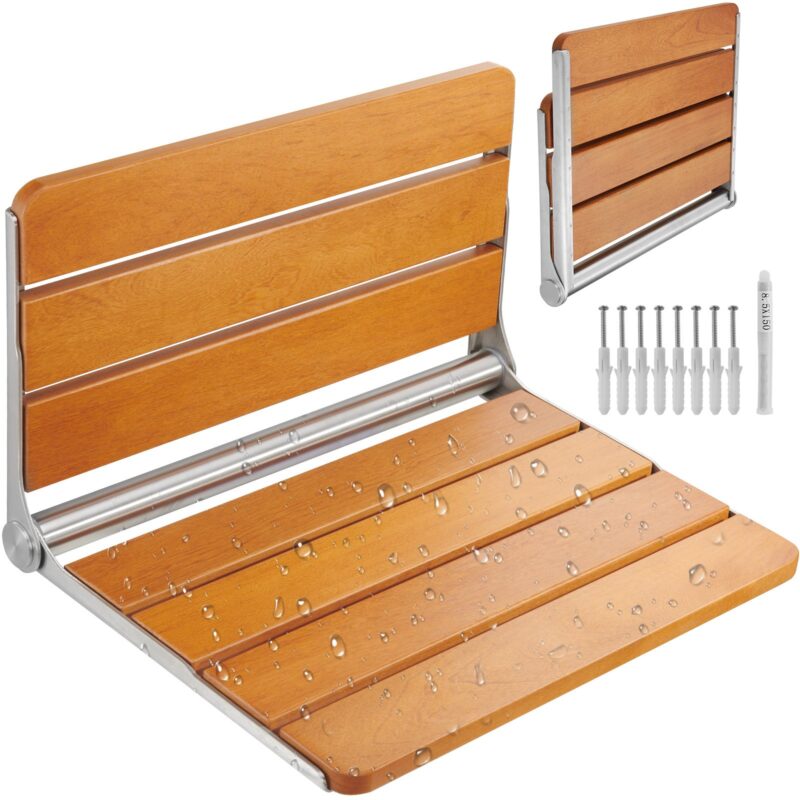 Folding Teak Shower Seat, 226,8 kg, 227 kg, 52,1 cm