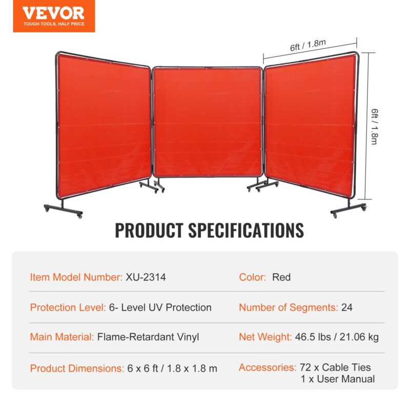 VEVOR Keevituskraan raamiga, 1,8 x 1,8 m, punane, 06 kg