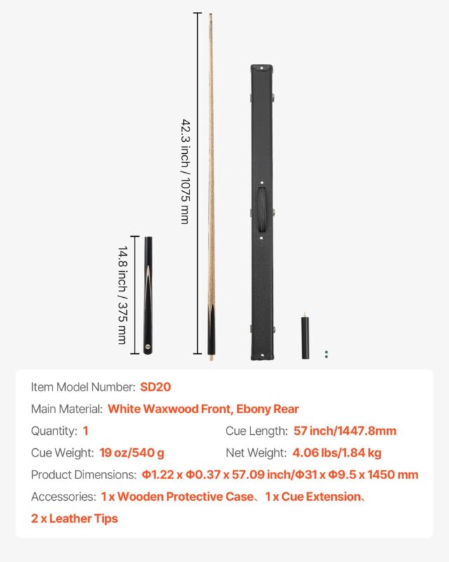 VEVOR Piljardikepp, 1447,8 mm, 538 g, 118 cm