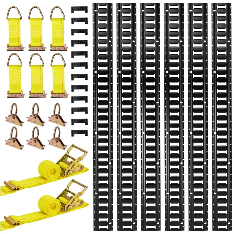 E-Track Tie-Down Rail Kit, 680,39 kg, 1,5 m, 6 tk