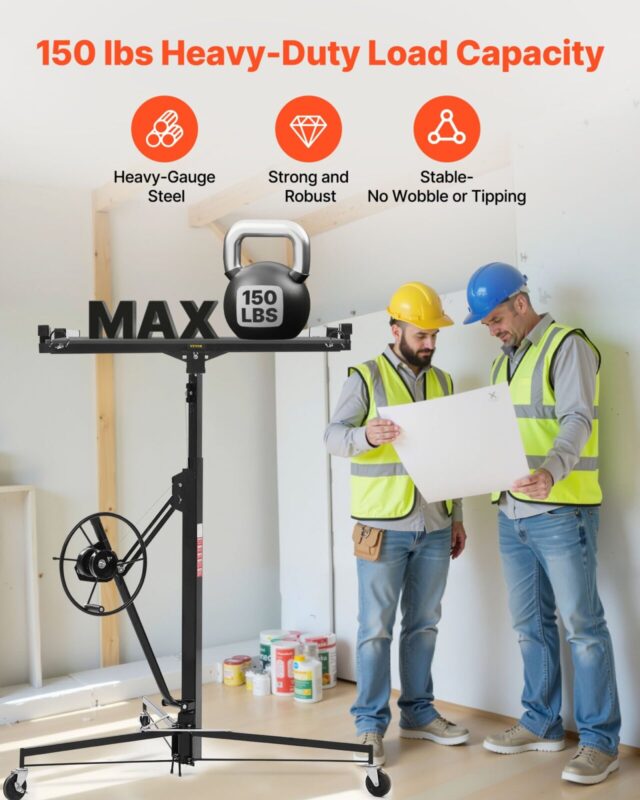 VEVOR 3353mm kipsplaadi tõstuk, 68 kg, 3353 mm, must