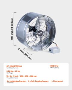 VEVOR Ventilaator, 38,1 cm, tsingitud — pilt 7