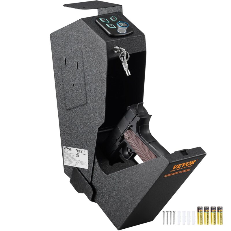 Mounted Gun Safe for Pistols Biometric Gun Safe 3 Access Ways for 1 Pistol, 3 mm, 3,5 kg