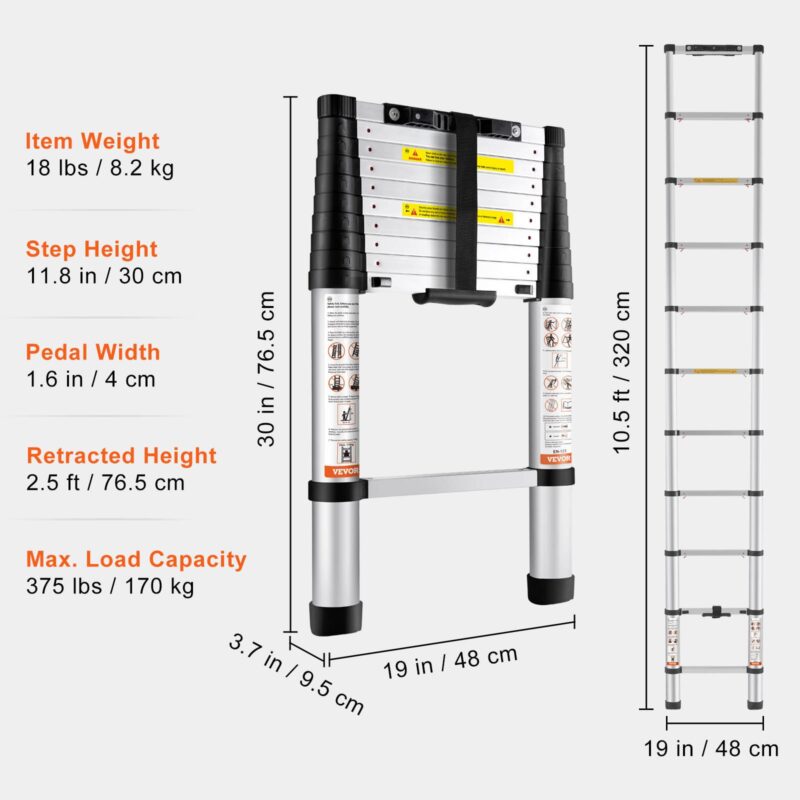 Teleskoopredel, 170 kg, 320 cm, 170,1 kg