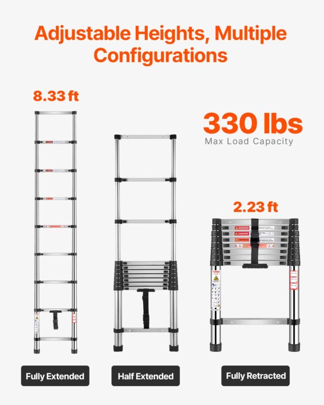 Teleskoopredel, 2540 mm, 150 kg