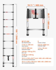Teleskoopredel, 2540 mm, 150 kg — pilt 7