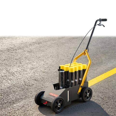 Striping Line Marking Machine 12-Can Capacity Black with 4 Wheels, 100 mm, 10,2 cm