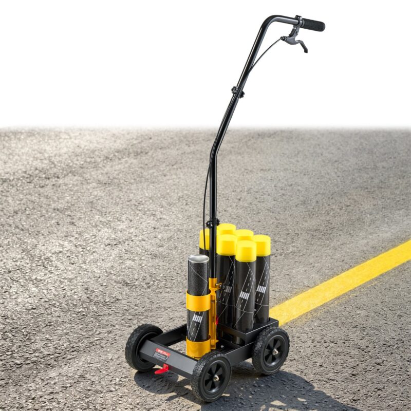 Striping Line Marking Machine 6-Can Capacity Black with 4 Wheels, 100 mm, 10,2 cm