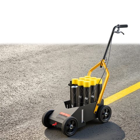 Striping Line Marking Machine 9-Can Capacity Black with 4 Wheels, 100 mm, 10,2 cm