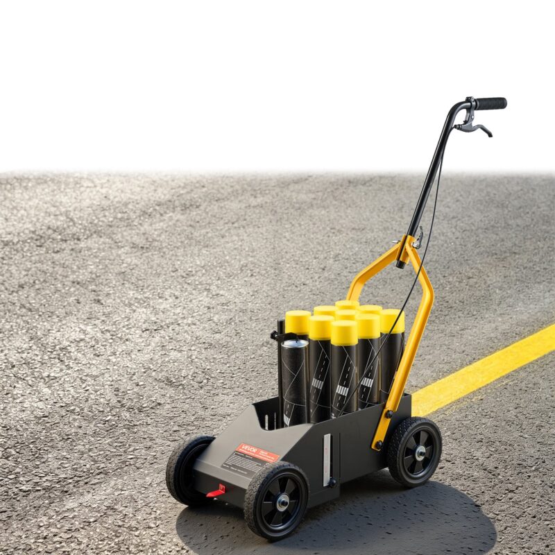 Striping Line Marking Machine 9-Can Capacity Black with 4 Wheels, 100 mm, 10,2 cm