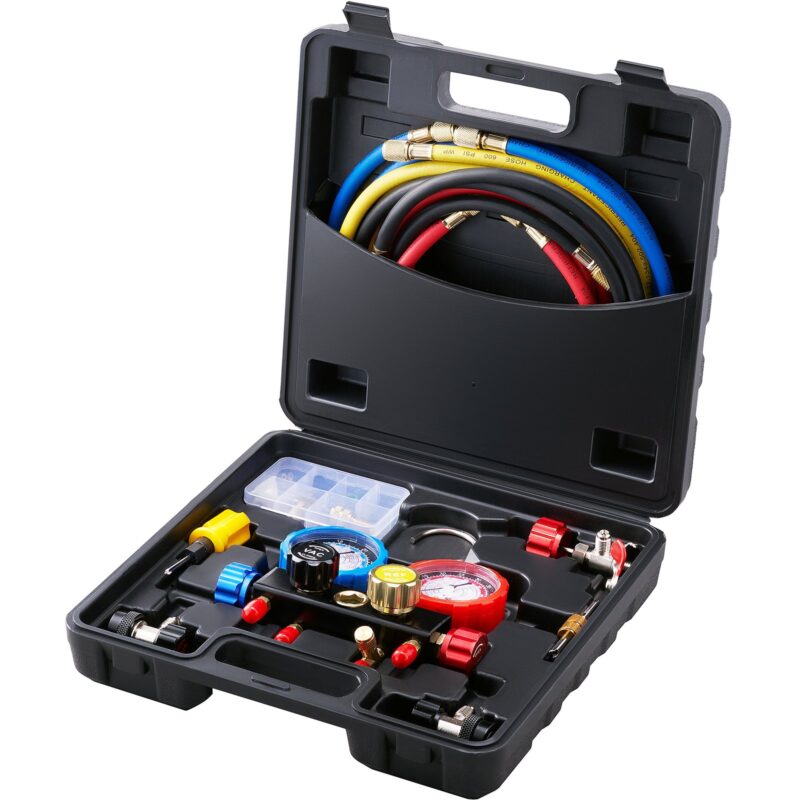 4 Way AC Gauge - AC Manifold Gauge Set for R134A R22 R12 R410A Refrigerant, 152,4 cm