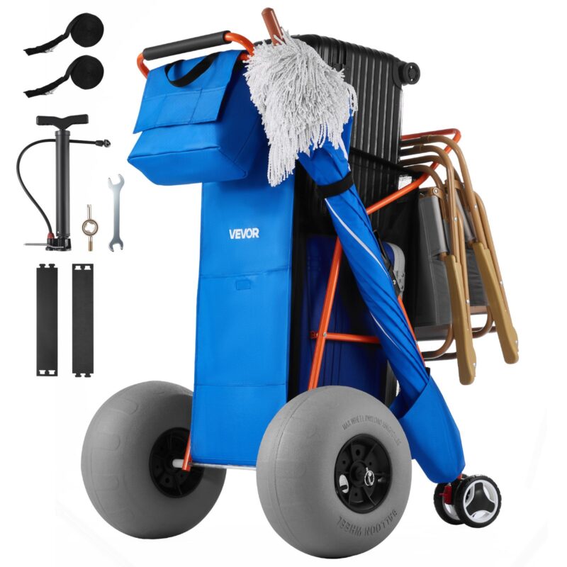 Beach Cart with Large Wheels for Sand, 75 kg, 320 mm