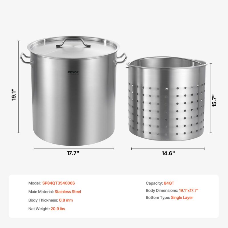 Roostevabast terasest keedupott, 79,5 L