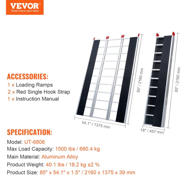 Kolmekordne laadimisramp, 680,4 kg, 2160 x 1375 mm