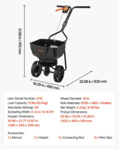 Lükatav murulaotur, 6,8 kg, 3 m, 59 kg, 25,4 cm — pilt 7