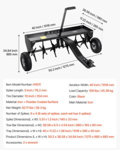 Järelveetav muruõhutaja, 45,36 kg, 102 cm — pilt 7