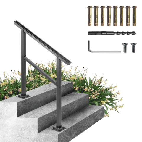 Outdoor Handrail 74.8 kg Load Handrail Outdoor Stairs Aluminum Stair Handrail 91.4x88.9