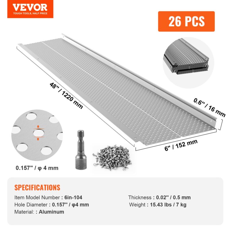 VEVORi vihmaveerennide kaitse, 152 mm laius, 264 cm, 26 tk