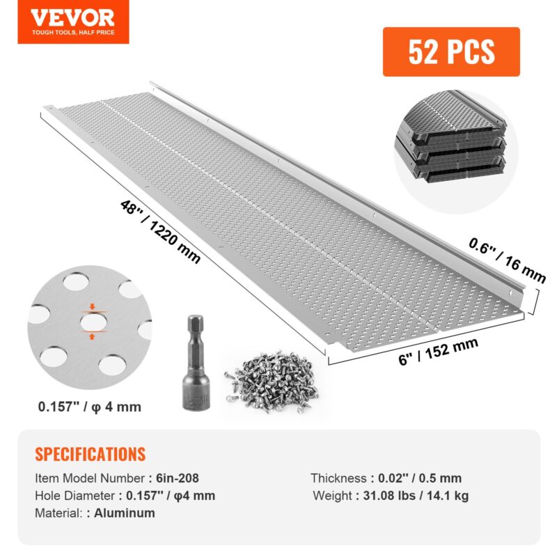 VEVORi vihmaveerennide kaitse, 152 mm laius, 528 cm, 52 tk
