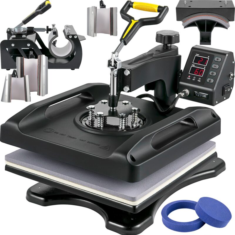 Heat Press Machine 38.1x38.1 cm 8 In 1 Heat Press 1000W Sublimation Machine 360° Rotation