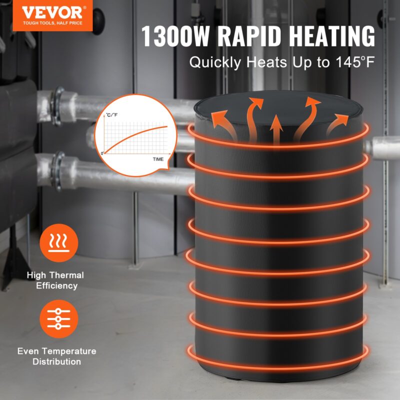 208,2 L metallist trummelsoojendi 1300 W 0-63°C Reguleeritav sõltumatu termostaadiga