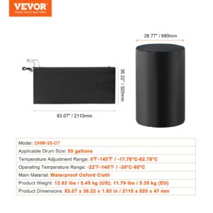 208,2 L metallist trummelsoojendi 1300 W 0-63°C Reguleeritav sõltumatu termostaadiga — pilt 7