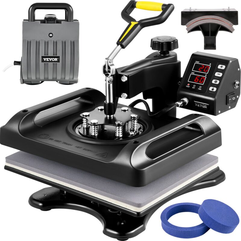 Heat Press Machine 30.5 x 38.1 cm 5 In 1 Shirt Printing Machine 360° Rotation Swing Away