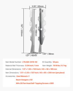 50 tk. Tala riidepuu, 40 x 38 x 199 mm — pilt 7