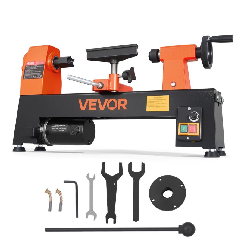 Wood Lathe 1/3 HP 200x330 mm Mini Benchtop Wood Lathe Variable Speed, 200 x 330 mm