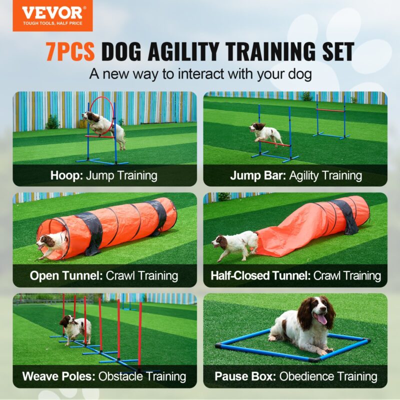 VEVOR Koerte agility treeningvarustus, 7 tk, 300 cm
