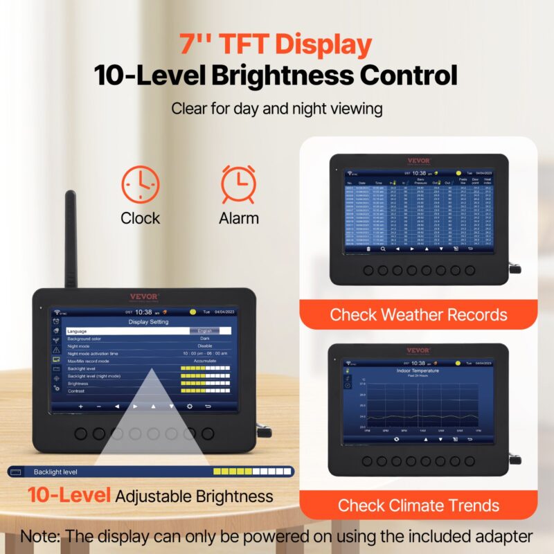 17,8 cm-1 WiFi ilmajaam 186 mm TFT-ekraaniga traadita välisandur