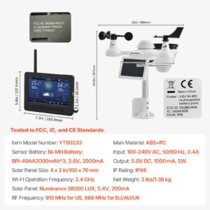 17,8 cm-1 WiFi ilmajaam 186 mm TFT-ekraaniga traadita välisandur — pilt 7