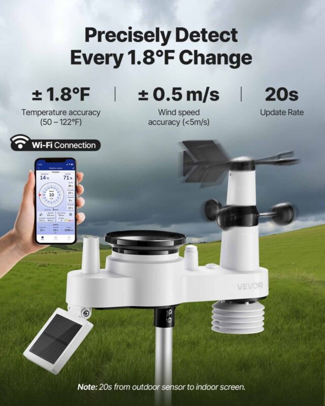 VEVOR 17,8 cm-1 WiFi ilmajaam rakendusega, 190,5 mm, 2,4 kg