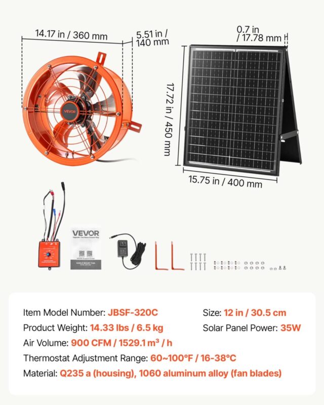VEVORi viilkinnitusega ventilaator, 30,5 cm