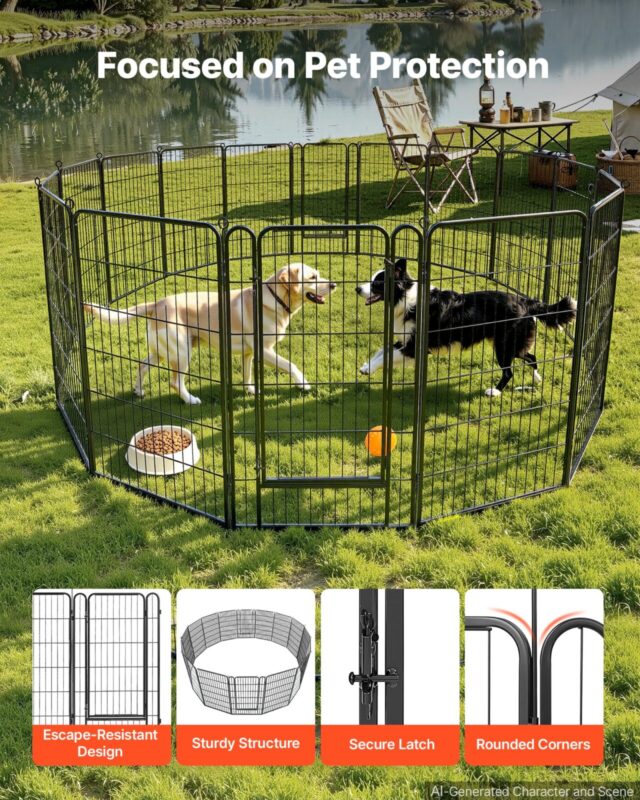 Koera mänguaedik 102 cm 16 paneeliga kokkupandav metallist treeningaedik lemmikloomade
