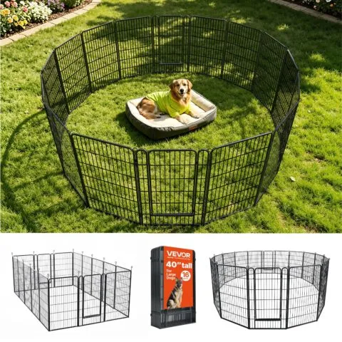 Koera mänguaedik 102 cm 16 paneeliga kokkupandav metallist treeningaedik lemmikloomade