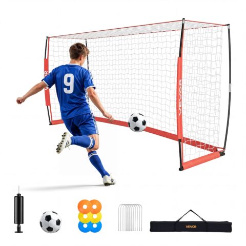 Soccer Goal 3.6 x 1.8 m Soccer Net for Backyard Collapsible Base Yellow
