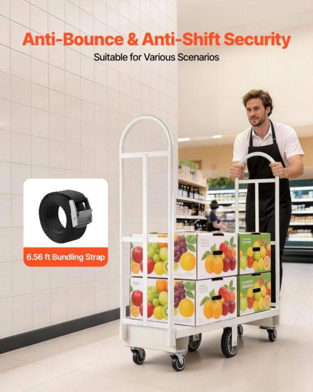 U-paadiplatvormiga veoauto Dolly, 907,18 kg, 1525 x 410 x 1510 mm