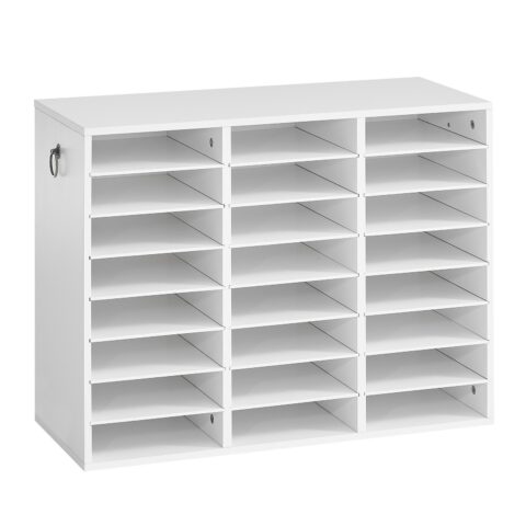 Wood Literature Organizer 24 Compartments Office Mailboxes White, 27,22 kg, 220 x 60 mm