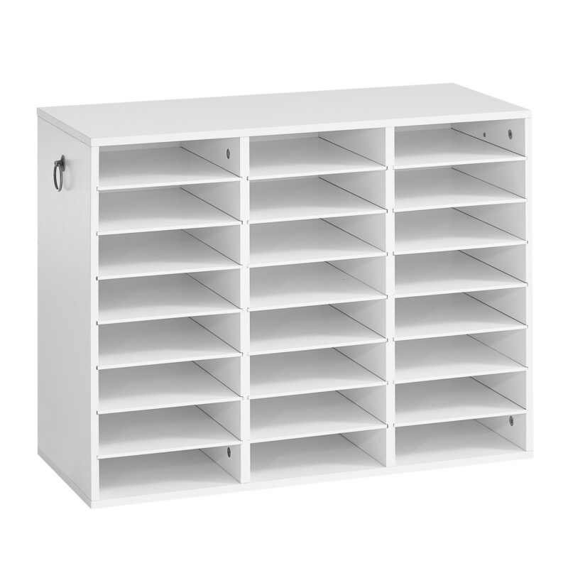 Wood Literature Organizer 24 Compartments Office Mailboxes White, 27,22 kg, 220 x 60 mm