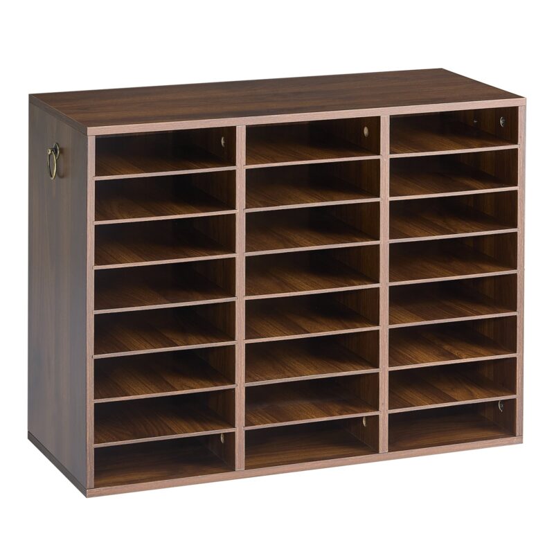 Wood Literature Organizer 24 Compartments Office Mailboxes Brown, 27,22 kg, 220 x 60 mm