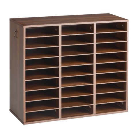 Wood Literature Organizer 27 Compartments Office Mailboxes Brown, 27,22 kg, 220 x 60 mm