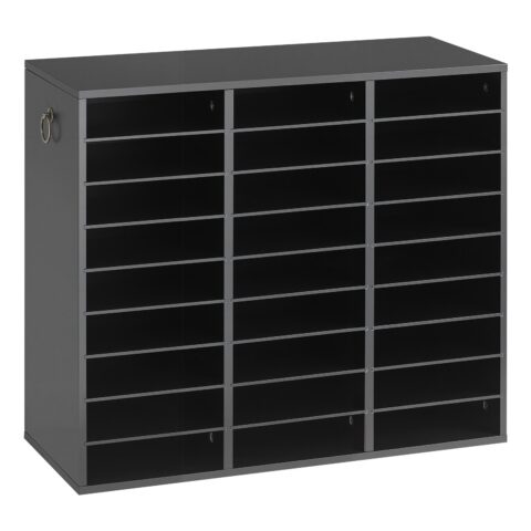 Wood Literature Organizer 27 Compartments Office Mailboxes Black, 27,22 kg, 220 x 60 mm