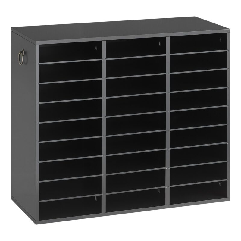 Wood Literature Organizer 27 Compartments Office Mailboxes Black, 27,22 kg, 220 x 60 mm