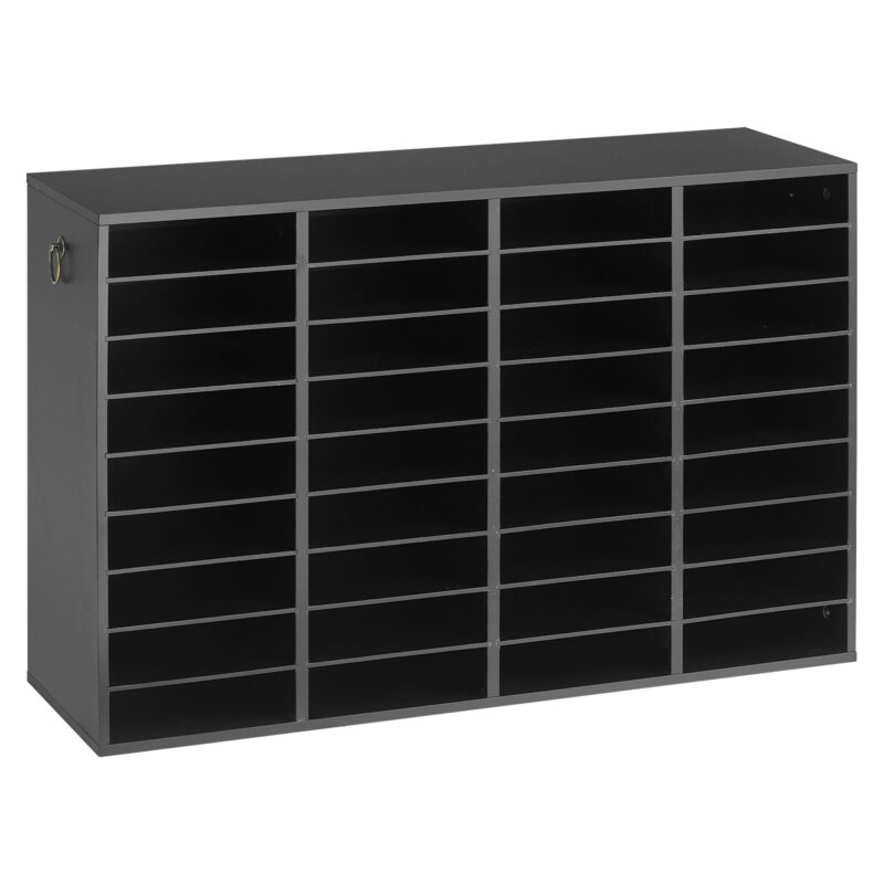 Wood Literature Organizer 36 Compartments Office Mailboxes Black, 27,22 kg, 220 x 60 mm