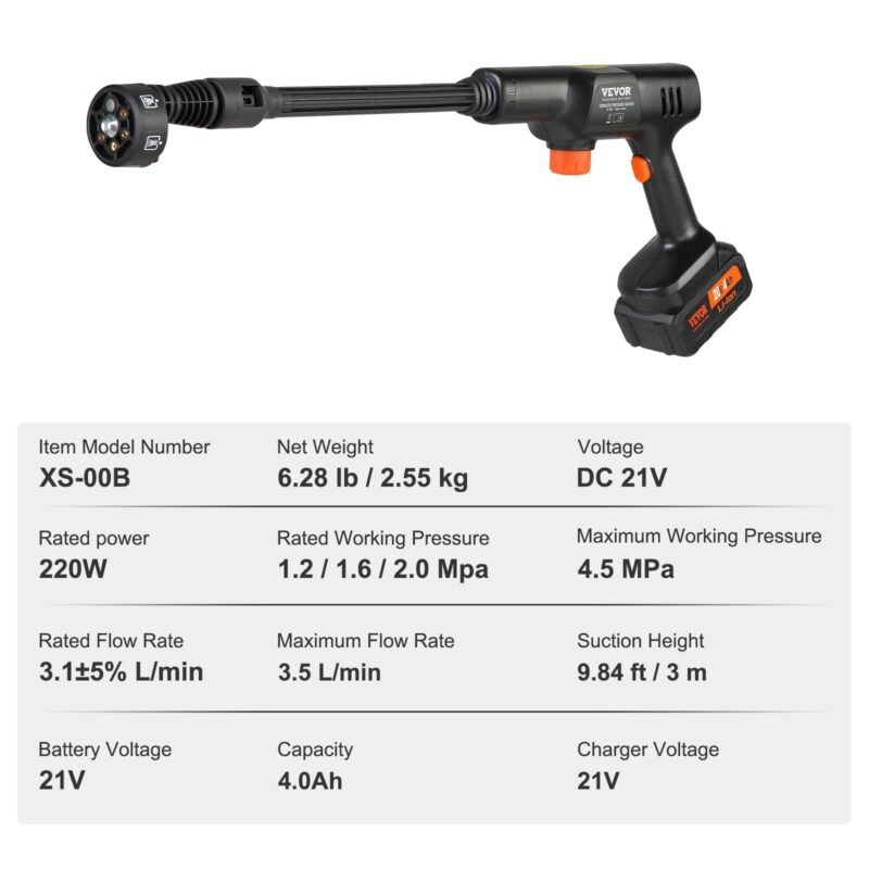 VEVOR Juhtmeta survepesur, 15,2 cm, 280×220×80 mm