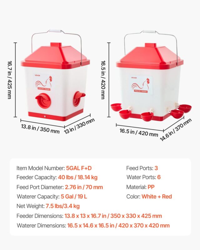 Automaatne kanade söötja ja jootja komplekt, 20,4 kg, 19 L, 18,14 kg