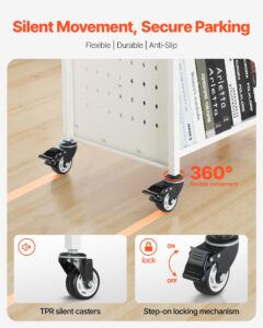VEVOR Veerev raamatukogukäru, 50 kg, 150 kg, 97 x 51,5 x 122,5 cm, 76,2 mm, valge — pilt 4