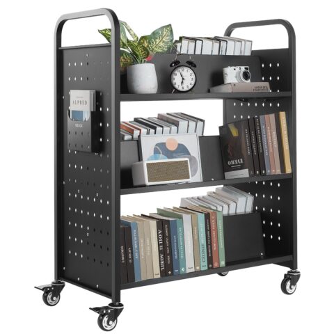 Rolling Library Book Cart, 50 kg, 150 kg, 97 x 51,5 x 122,5 cm